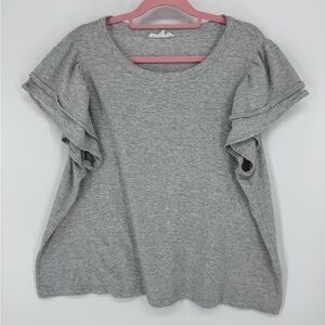 Jane and Delancey Women's Light Gray Ruffle Sleeve Blouse Size 2X